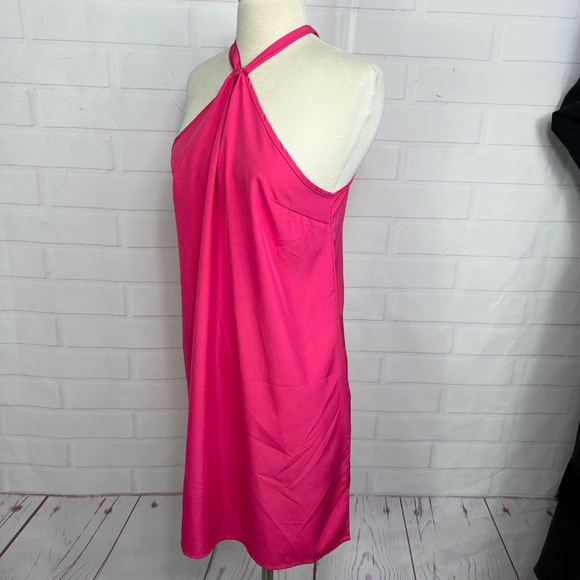 👗💖NWT🤩 |•SHEILAY•| Pink Rayon Keyhole Tie Around Neck Dress Size M 17.5" PTP - Picture 4 of 8